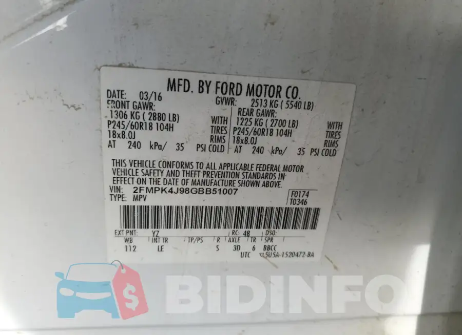 2FMPK4J98GBB51007 Photo# 12