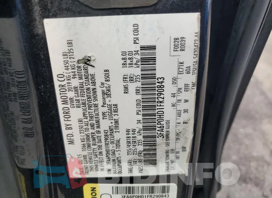 3FA6P0HD1FR290843 Photo# 12