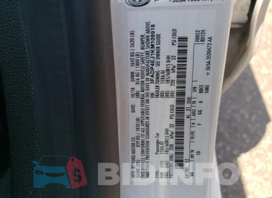 3FADP4EJ1KM109918 Photo# 12