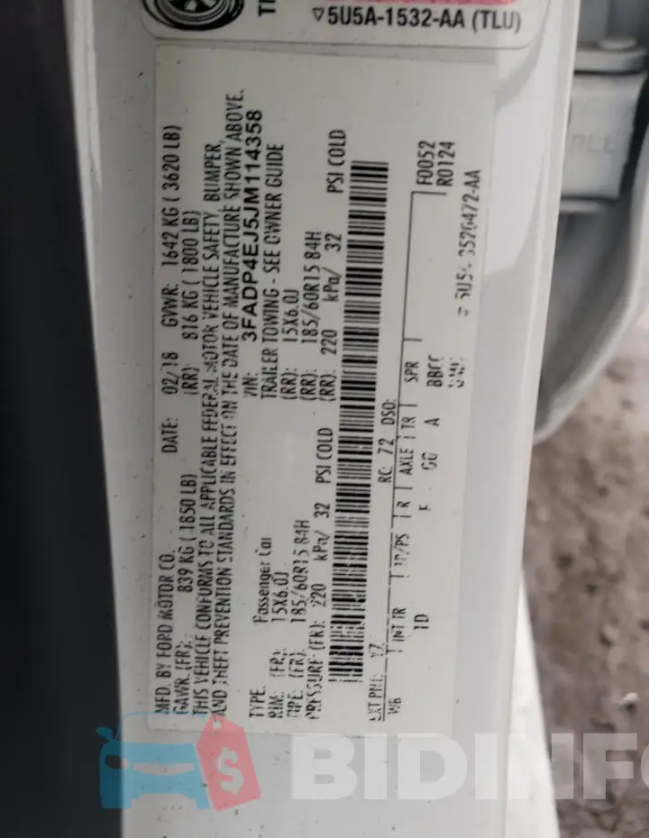 3FADP4EJ5JM114358 Photo# 12