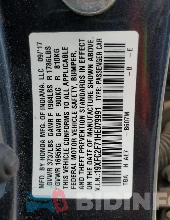 19XFC2F71HE079991 Photo# 13