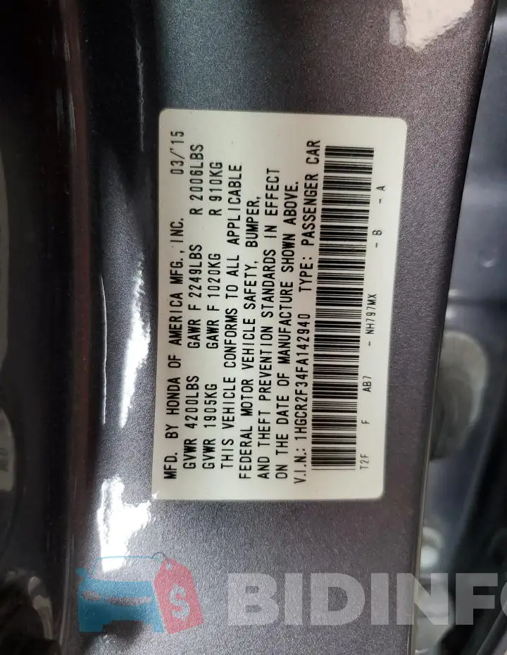 1HGCR2F34FA142940 Photo# 13