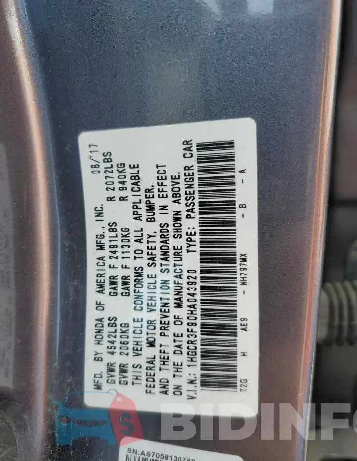 1HGCR3F90HA043920 Photo# 12