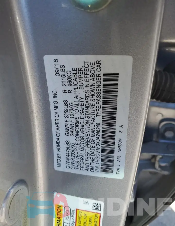 1HGCV1F3XJA246248 Photo# 12