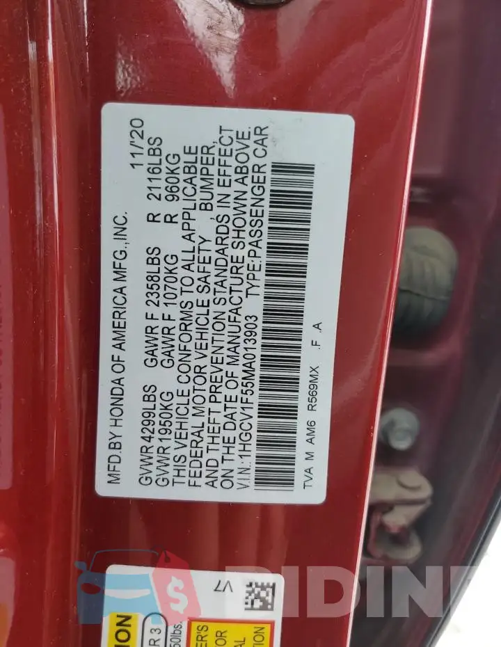 1HGCV1F55MA013903 Photo# 13
