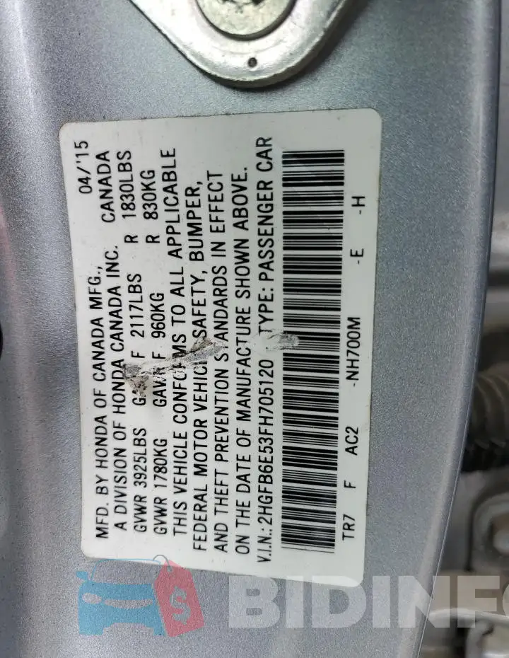 2HGFB6E53FH705120 Photo# 13