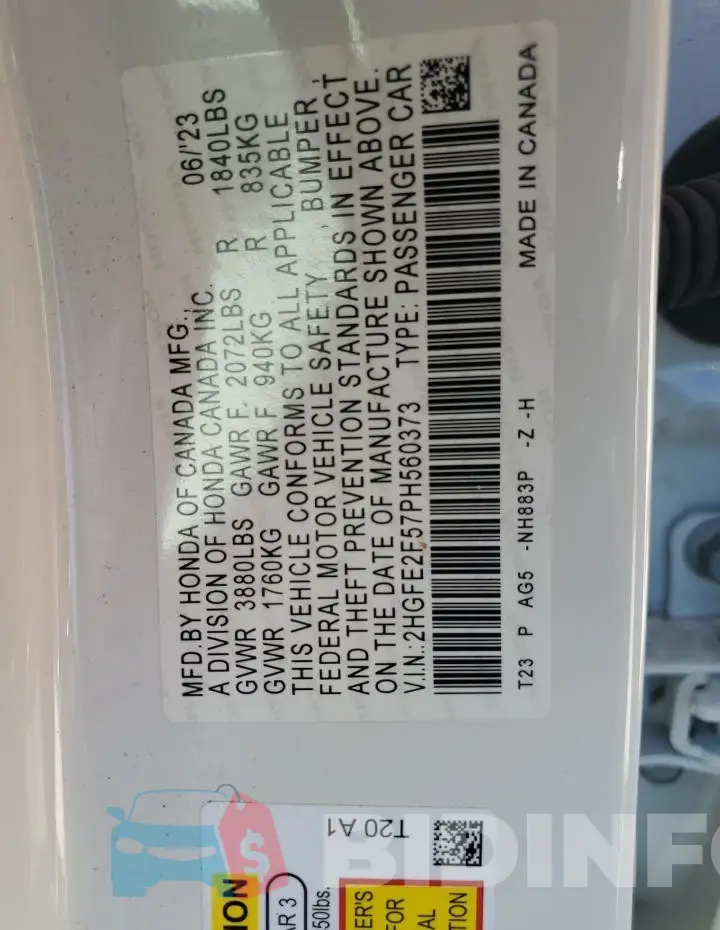 2HGFE2F57PH560373 Photo# 12