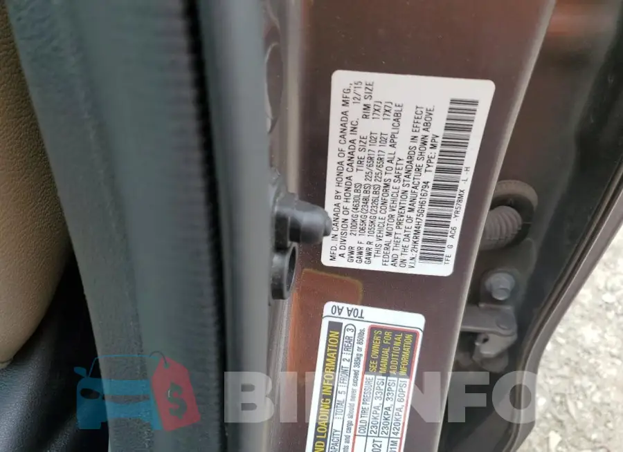 2HKRM4H75GH616794 Photo# 13