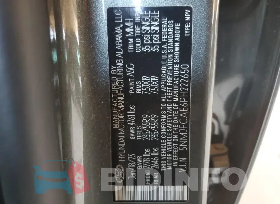 5NMJFCAE6PH222650 Photo# 14