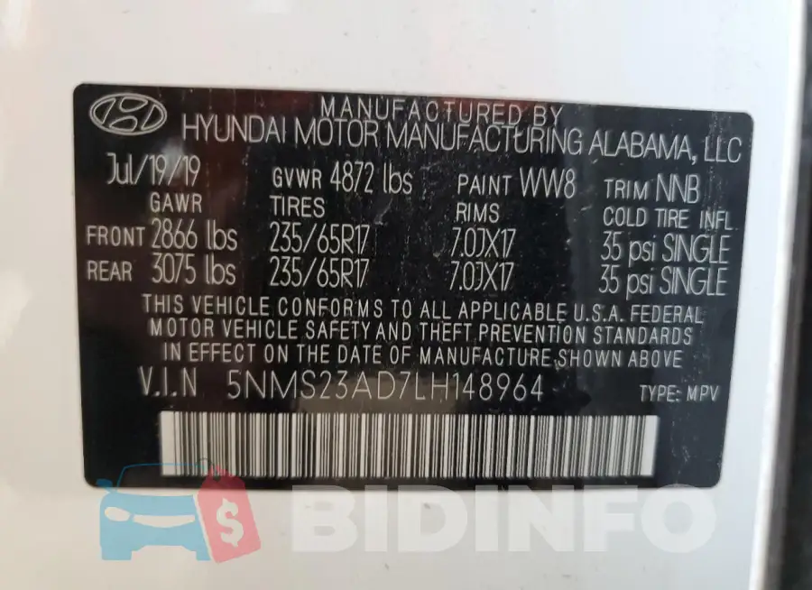 5NMS23AD7LH148964 Photo# 14