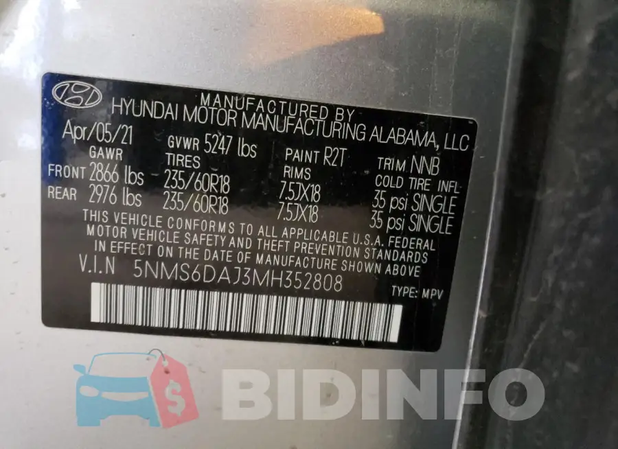 5NMS6DAJ3MH352808 Photo# 12