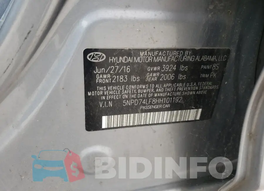5NPD74LF8HH101192 Photo# 12