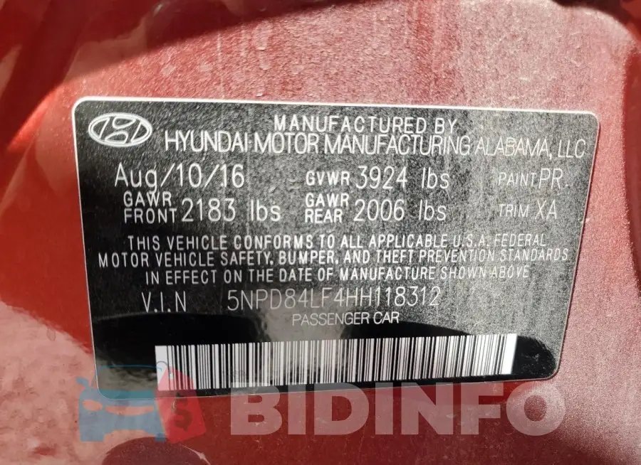 5NPD84LF4HH118312 Photo# 12