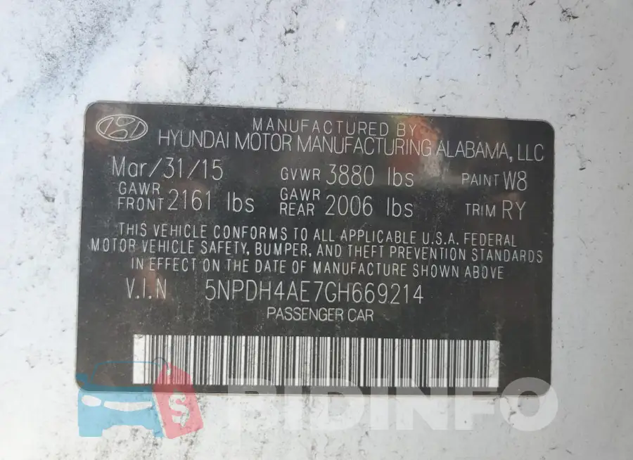 5NPDH4AE7GH669214 Photo# 12