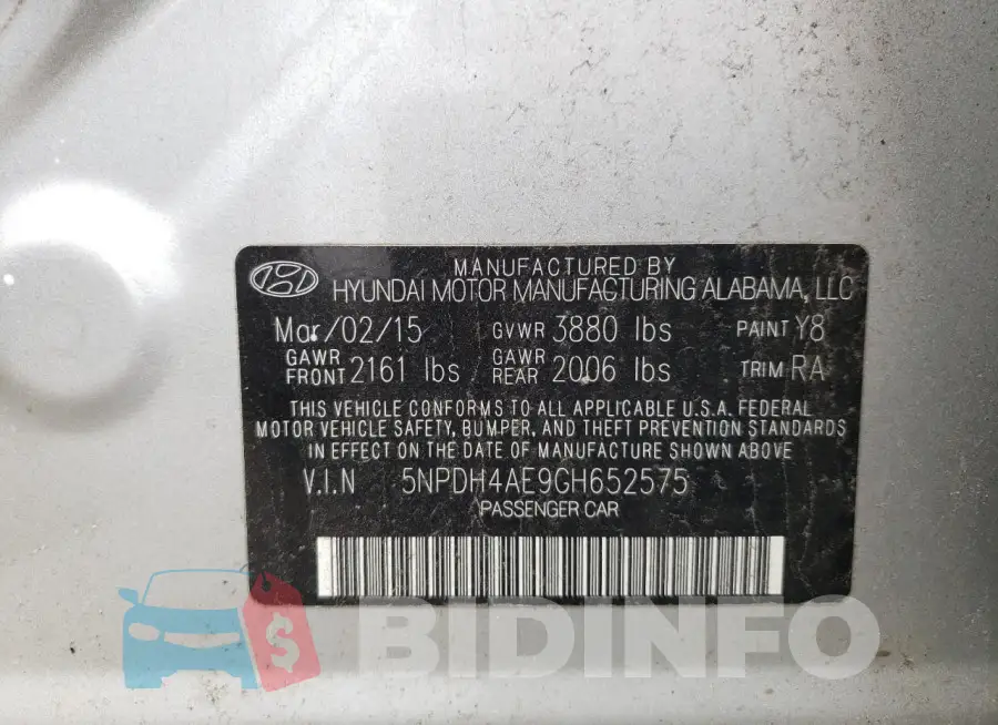 5NPDH4AE9GH652575 Photo# 12