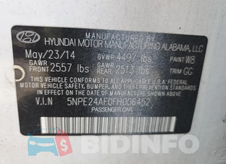 5NPE24AF0FH006452 Photo# 12