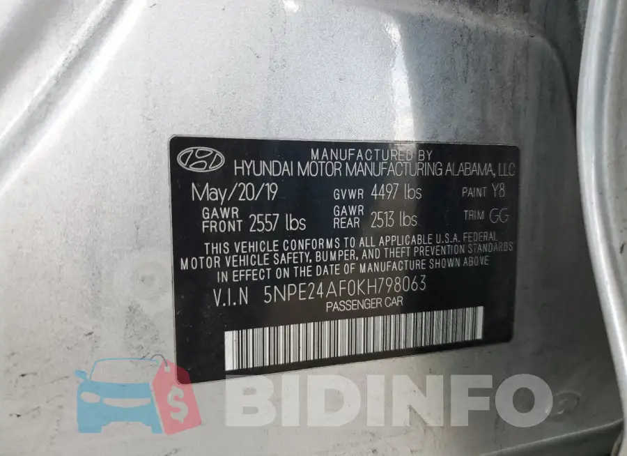 5NPE24AF0KH798063 Photo# 12
