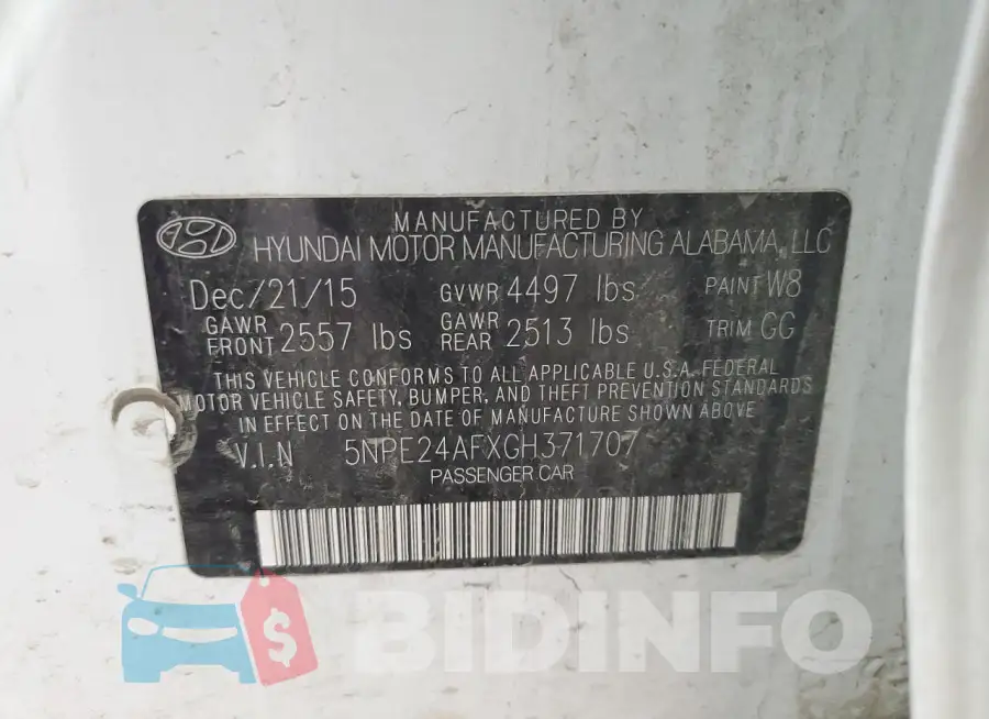 5NPE24AFXGH371707 Photo# 13