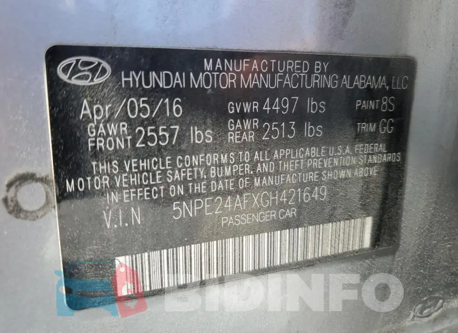 5NPE24AFXGH421649 Photo# 12