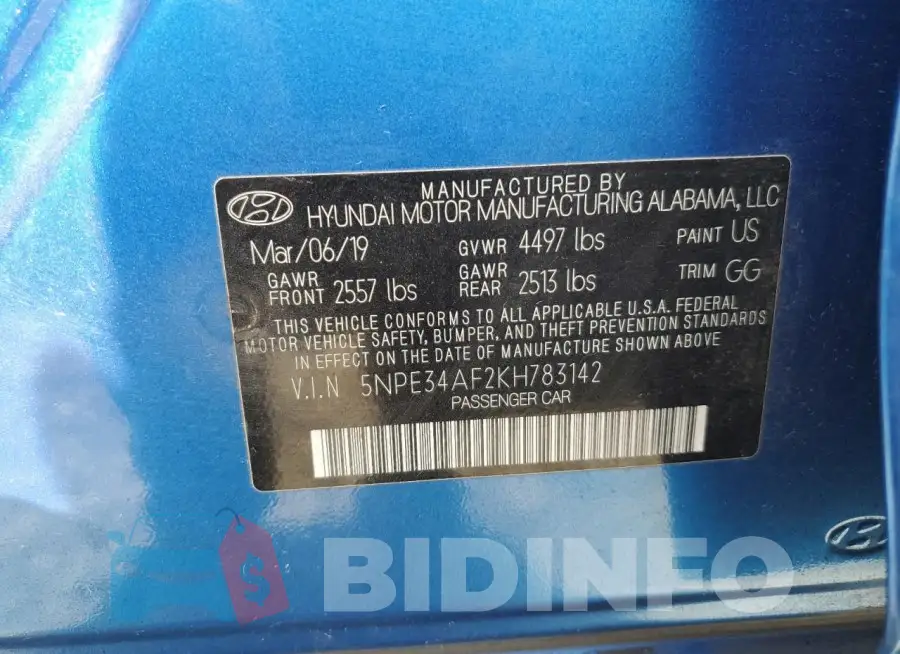 5NPE34AF2KH783142 Photo# 13