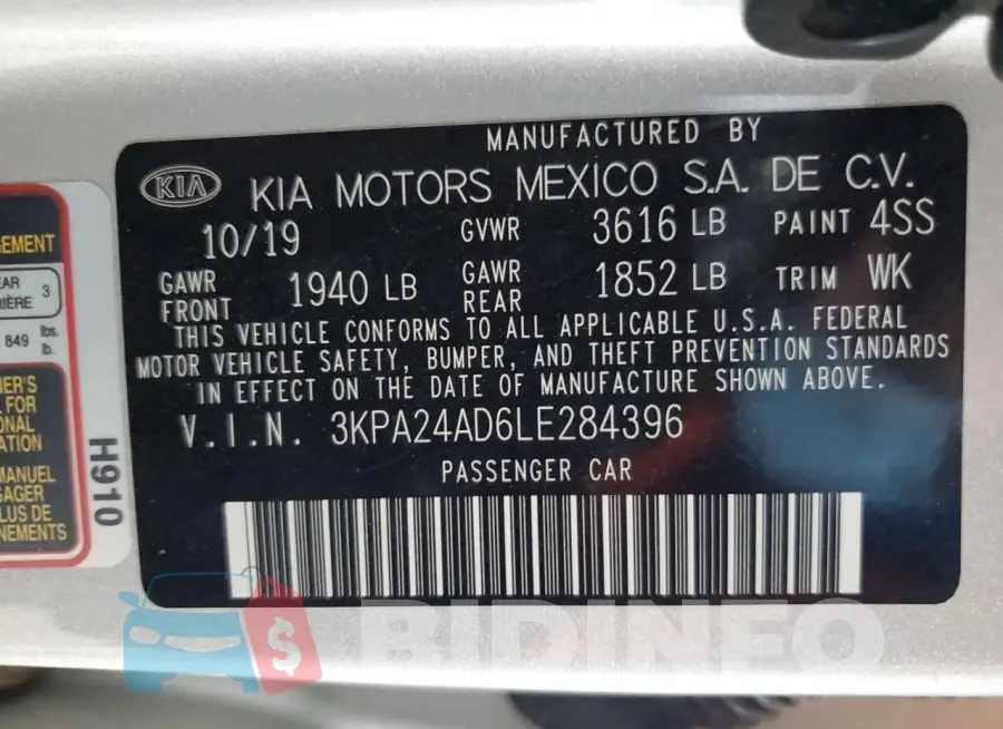 3KPA24AD6LE284396 Photo# 12