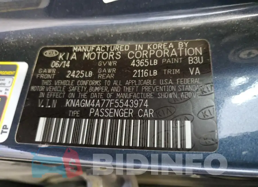KNAGM4A77F5543974 Photo# 12