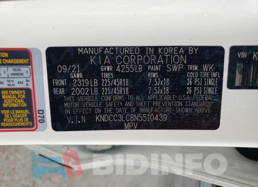 KNDCC3LC8N5510439 Photo# 12