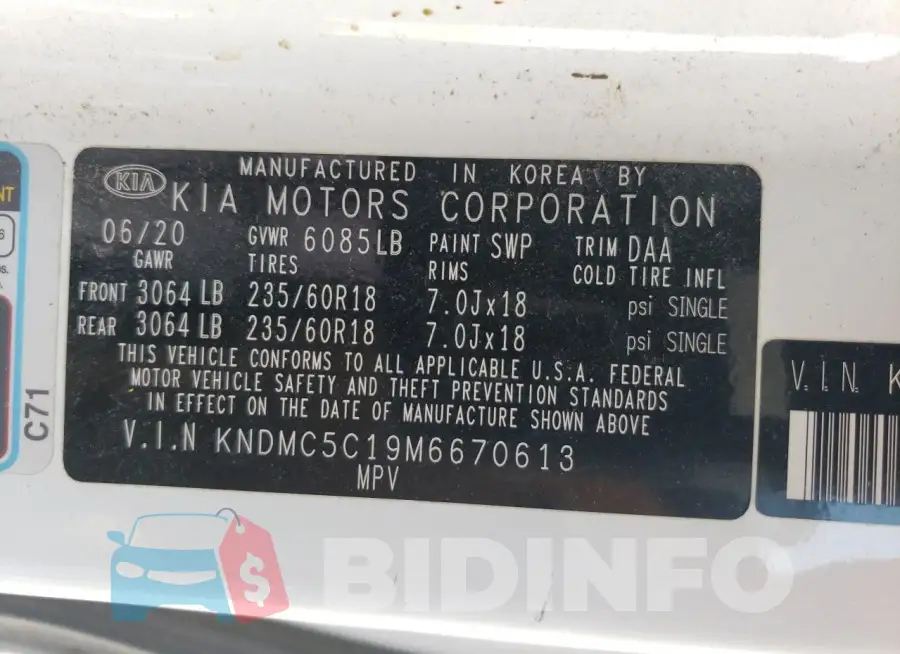 KNDMC5C19M6670613 Photo# 12