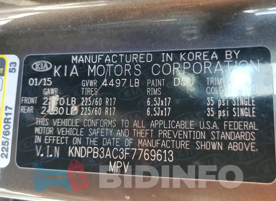 KNDPB3AC3F7769613 Photo# 13
