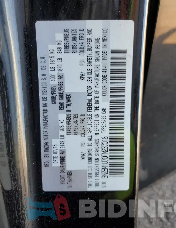 3MZBM1U70FM237018 Photo# 12