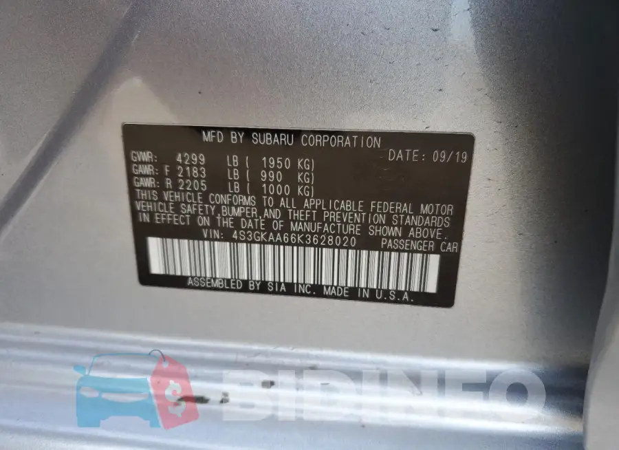 4S3GKAA66K3628020 Photo# 12