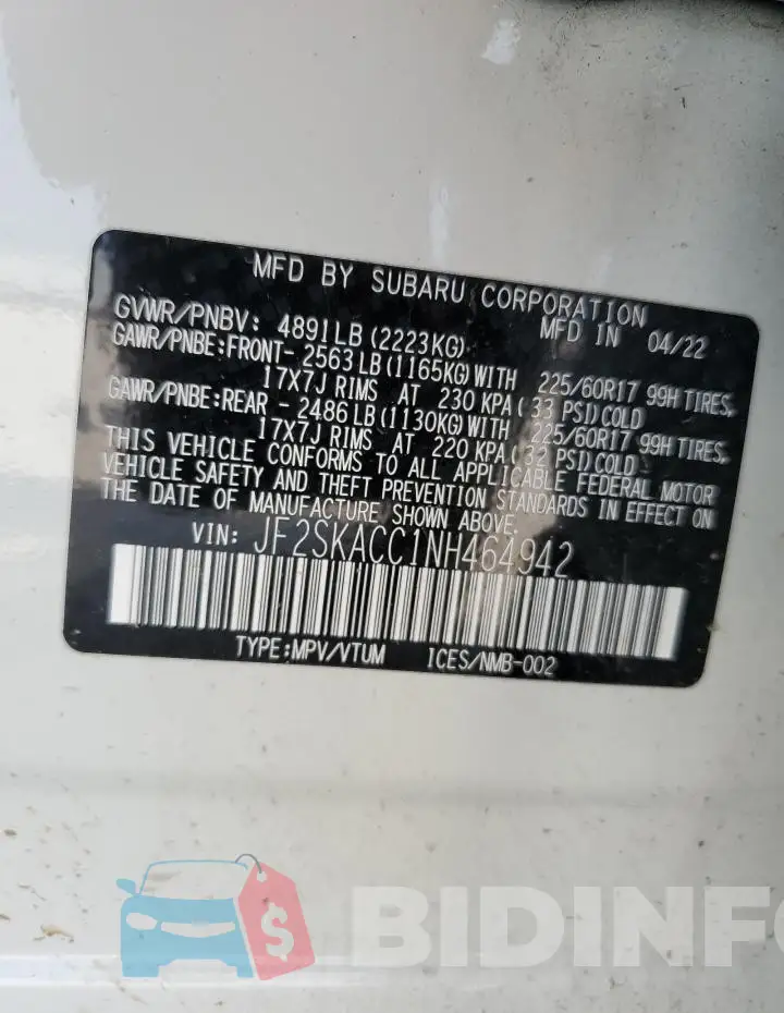 JF2SKACC1NH464942 Photo# 13