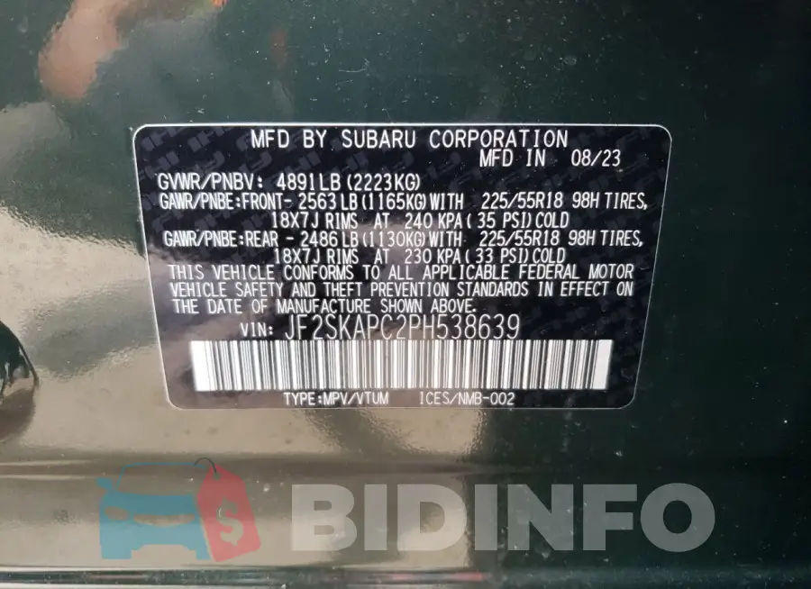JF2SKAPC2PH538639 Photo# 13