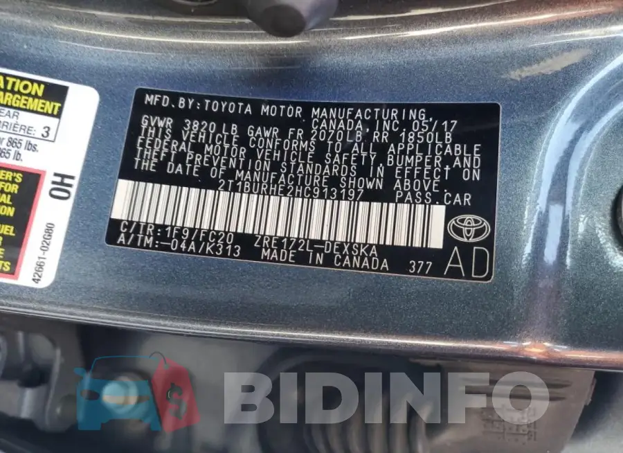 2T1BURHE2HC913197 Photo# 13