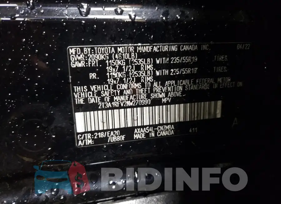 2T3A1RFV2NW270990 Photo# 13
