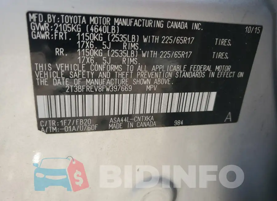 2T3BFREV8FW397669 Photo# 12