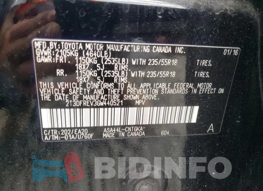 2T3DFREV3GW440521 Photo# 13