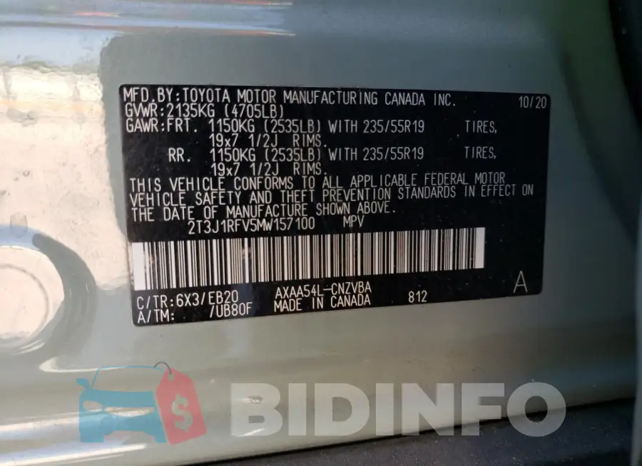 2T3J1RFV5MW157100 Photo# 12