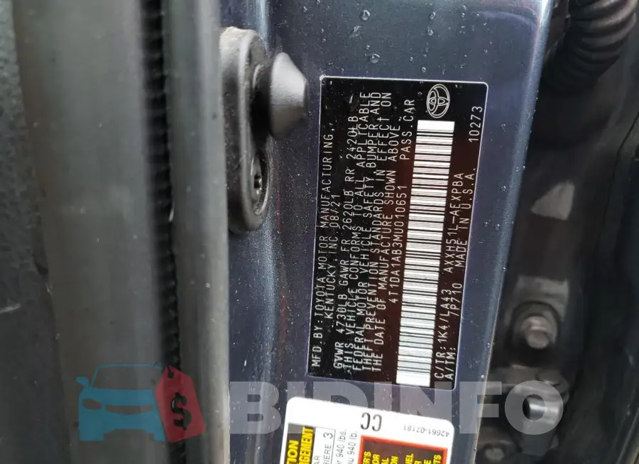 4T1DA1AB3MU010651 Photo# 12