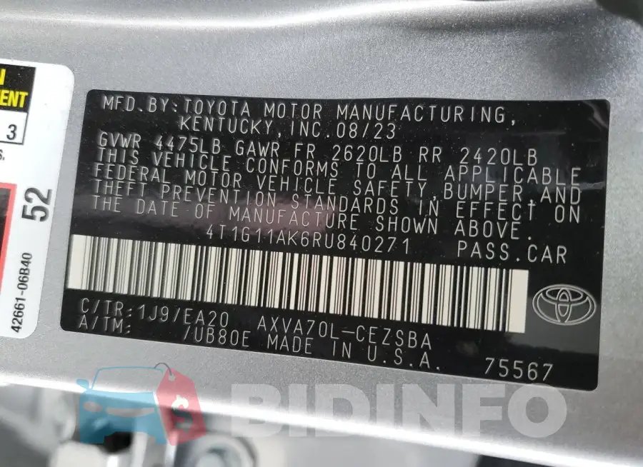 4T1G11AK6RU840271 Photo# 12