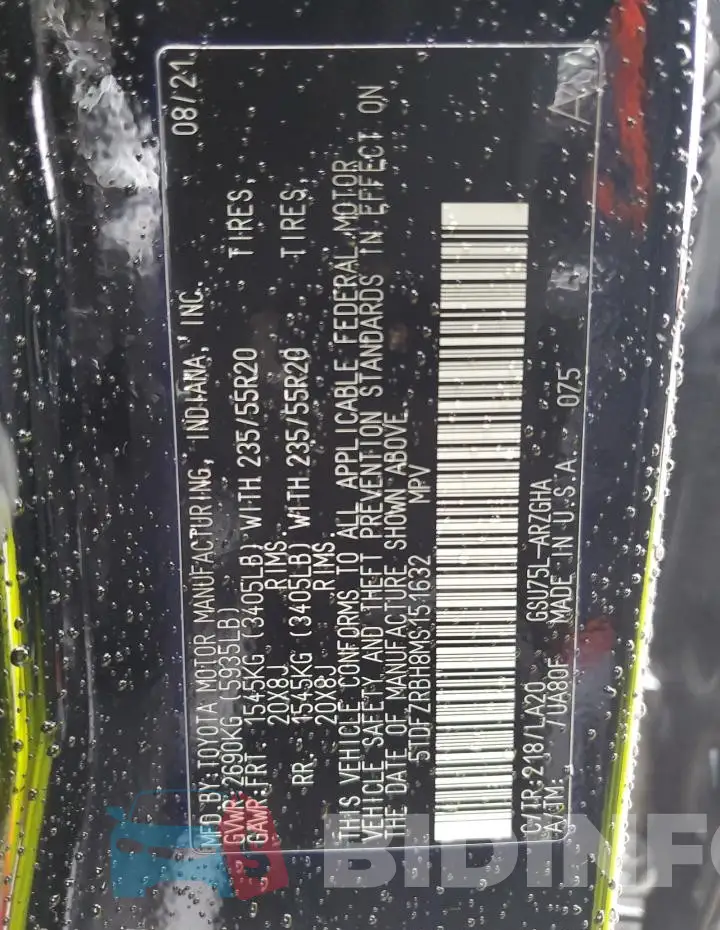 5TDFZRBH8MS151632 Photo# 13