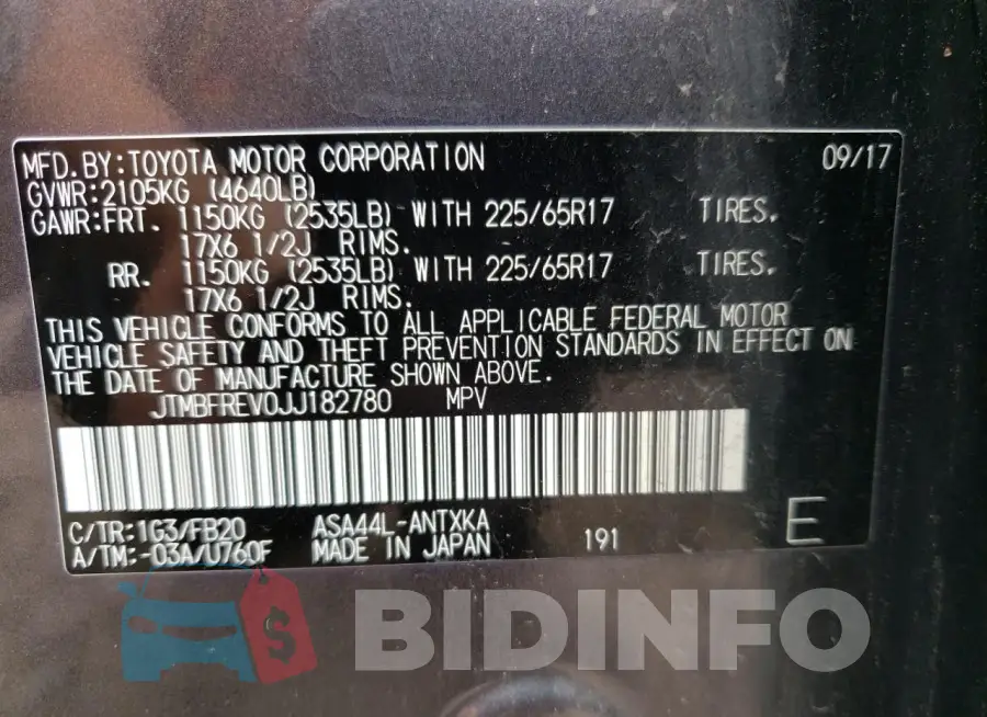 JTMBFREV0JJ182780 Photo# 14