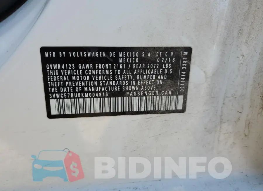 3VWC57BU8KM004916 Photo# 12