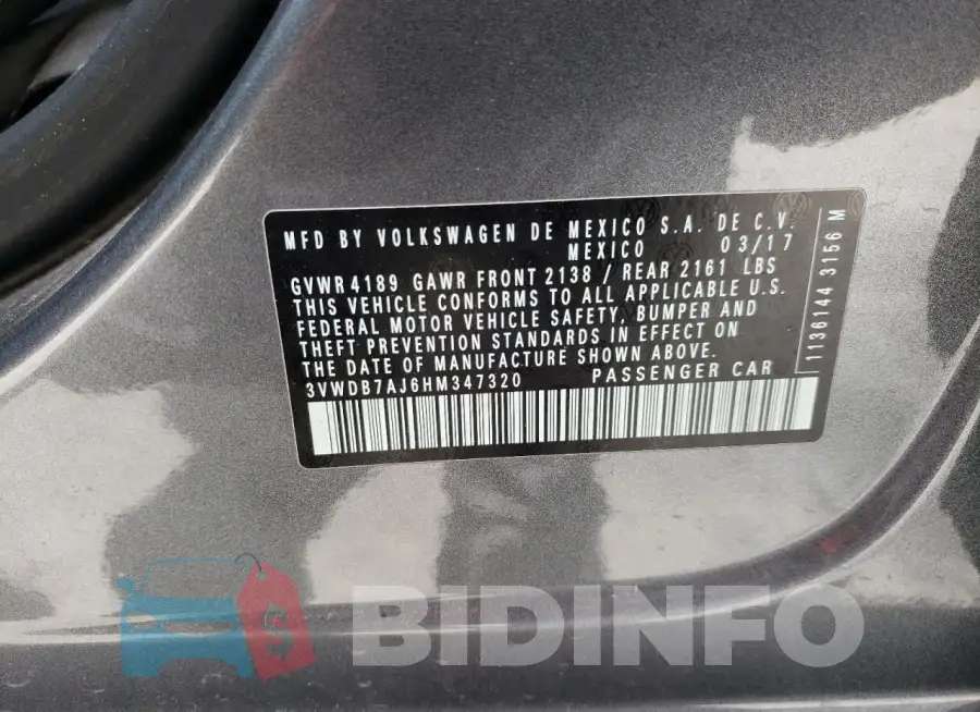 3VWDB7AJ6HM347320 Photo# 12