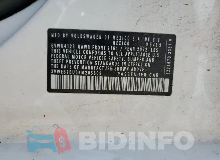3VWEB7BU5KM205609 Photo# 12