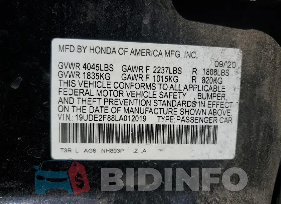 19UDE2F88LA012019 Photo# 12