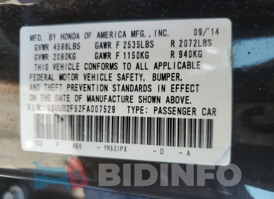 19UUB2F52FA007529 Photo# 12