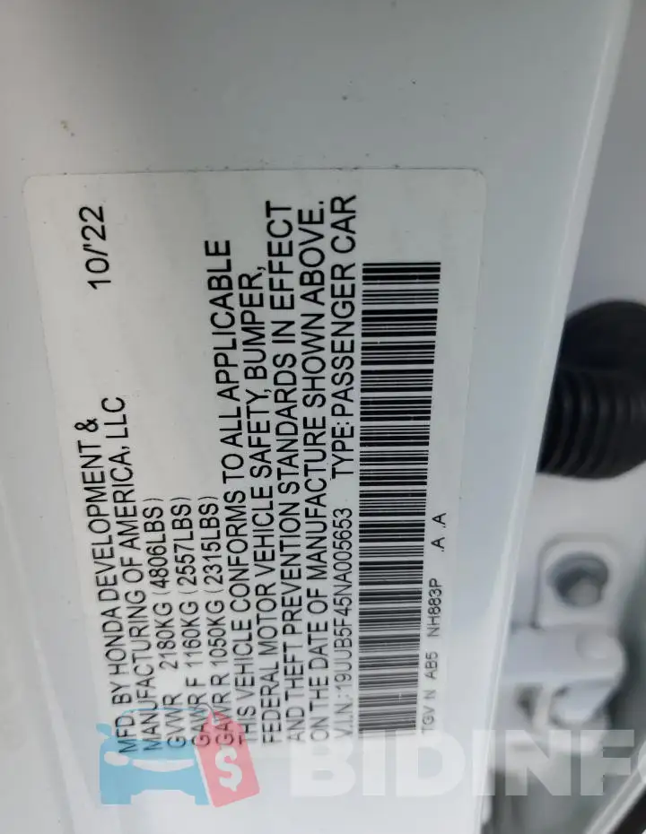 19UUB5F45NA005653 Photo# 13