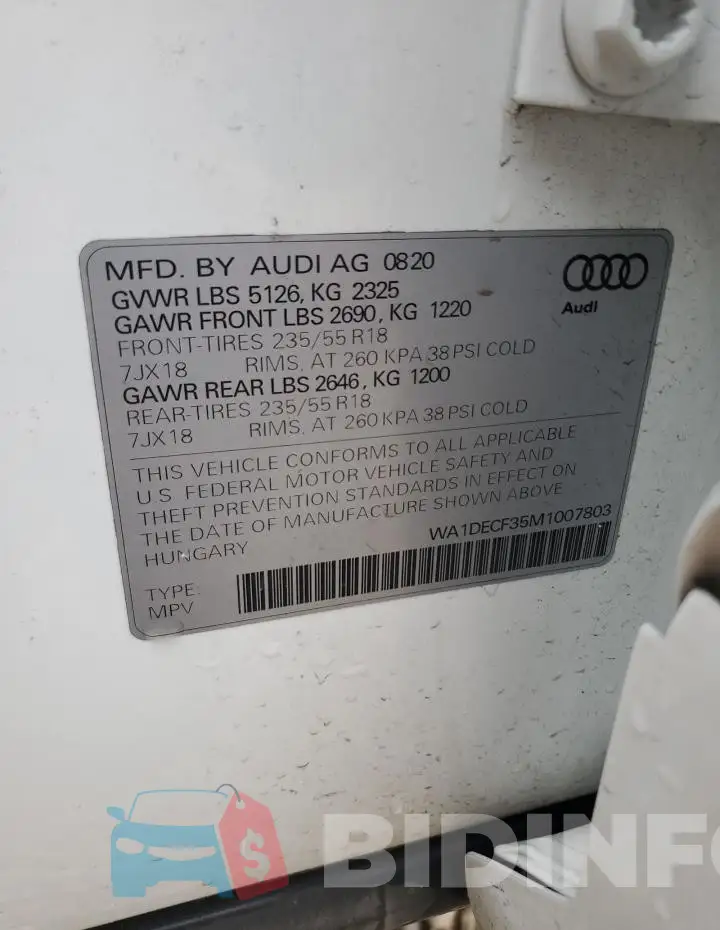 WA1DECF35M1007803 Photo# 13