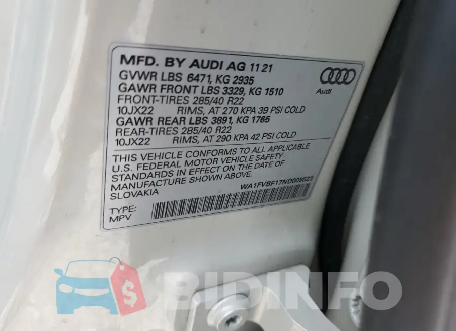 WA1FVBF17ND009523 Photo# 12